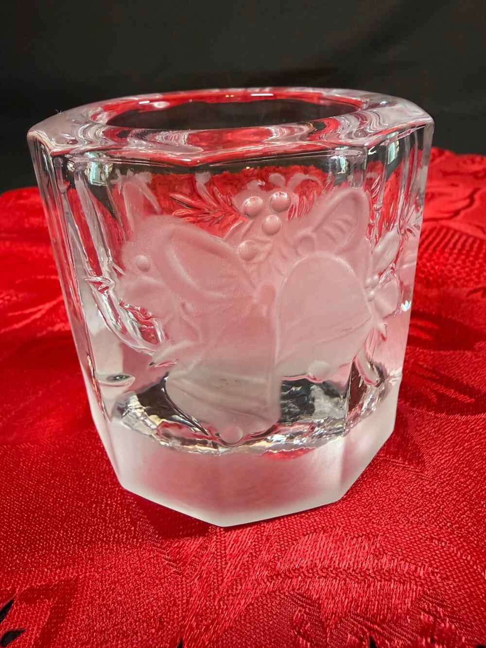 Vintage Studio Nova Holiday Bells Heavy Christmas Crystal Votive Candle Holder